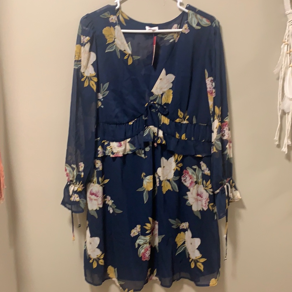 Xhilaration blue floral chiffon dress